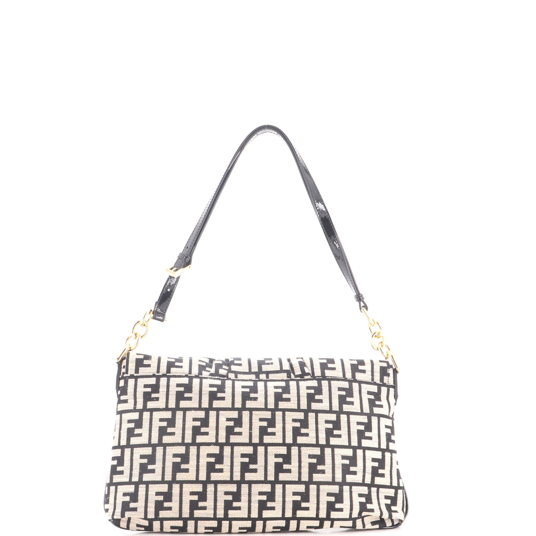 Pre Owned Fendi Mia Flap Crossbody Bag Zucca Canvas Medium