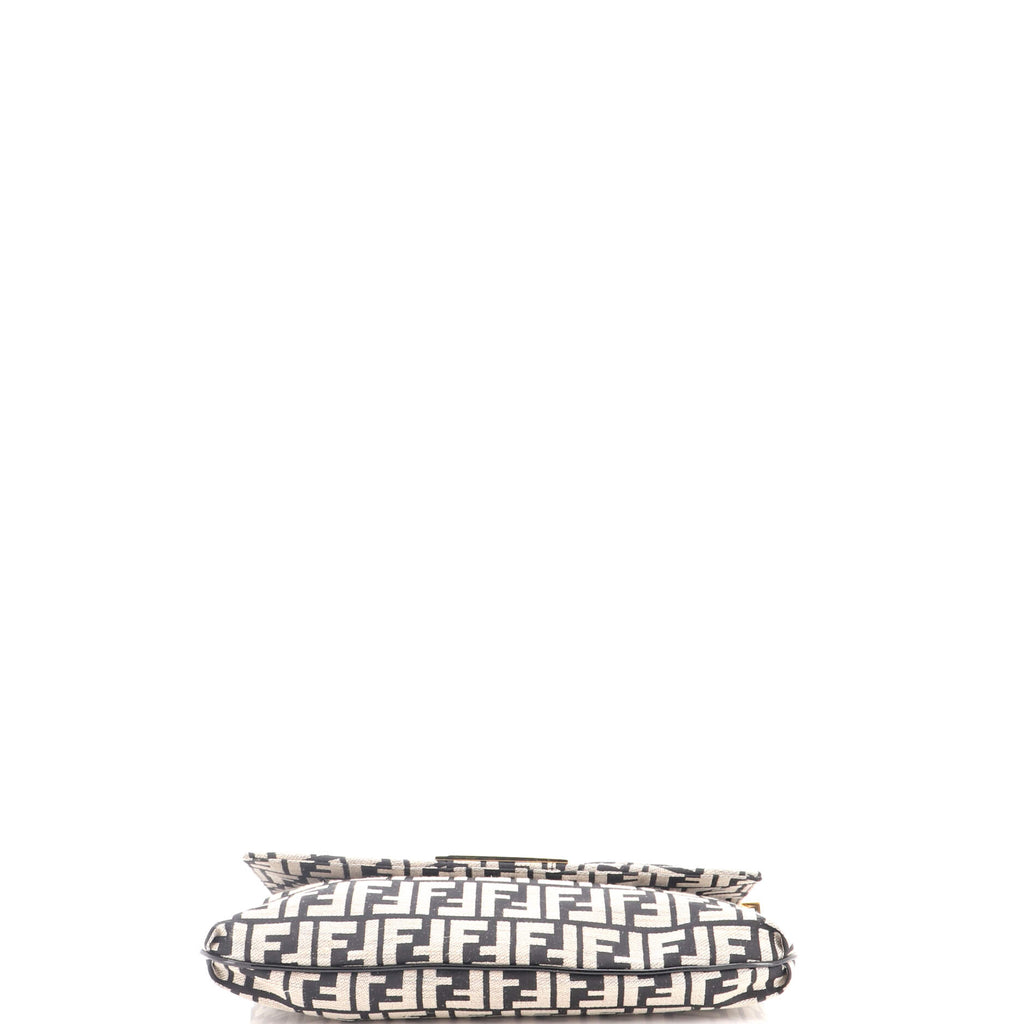 Pre Owned Fendi Mia Flap Crossbody Bag Zucca Canvas Medium