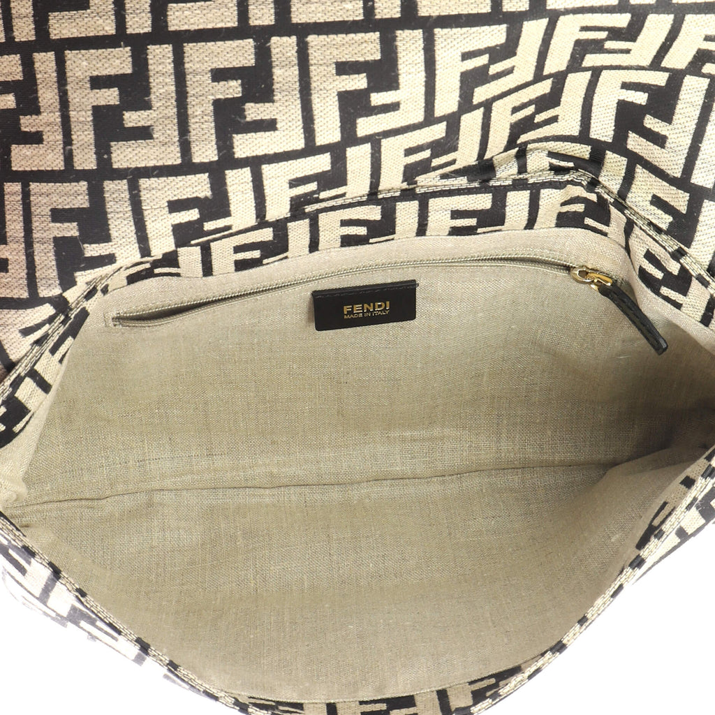Pre Owned Fendi Mia Flap Crossbody Bag Zucca Canvas Medium