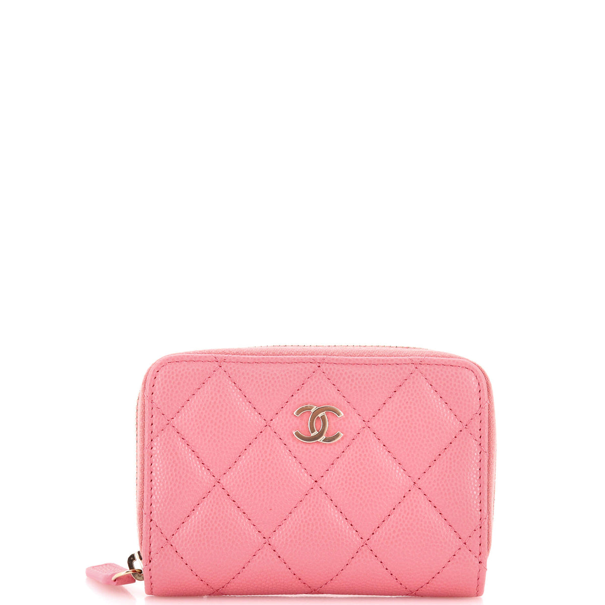 Pre Owned Chanel Classic Zip Around Card Holder Coin Purse Quilted Caviar Small
