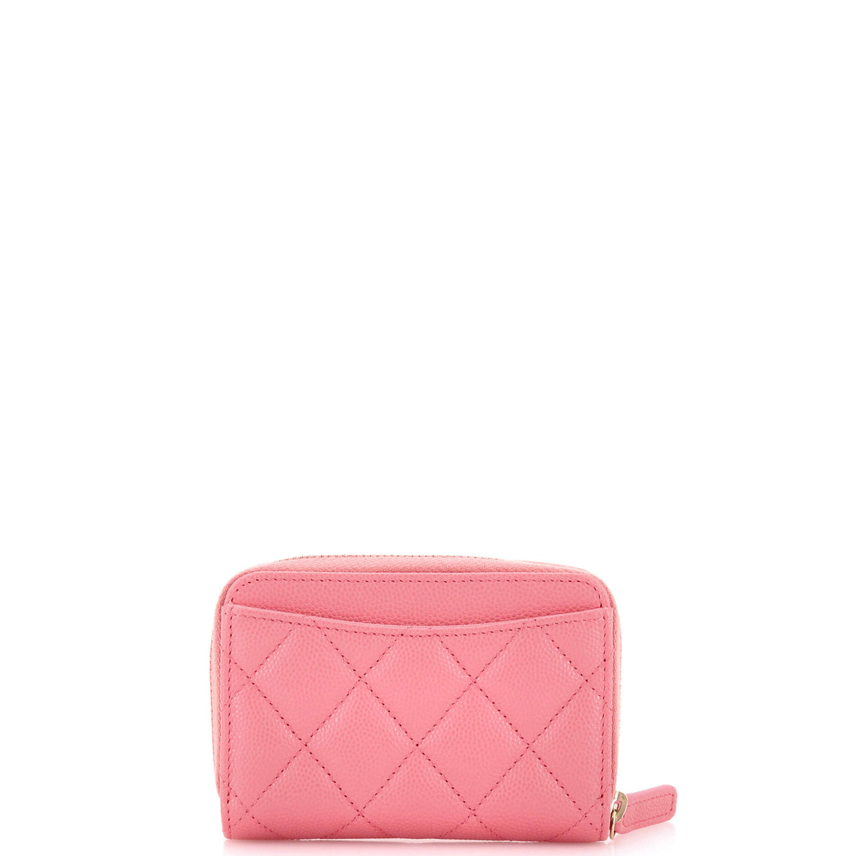 Pre Owned Chanel Classic Zip Around Card Holder Coin Purse Quilted Caviar Small