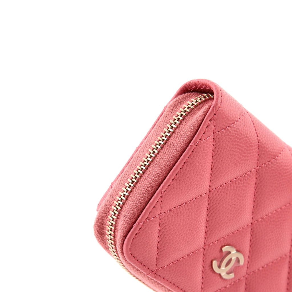Pre Owned Chanel Classic Zip Around Card Holder Coin Purse Quilted Caviar Small