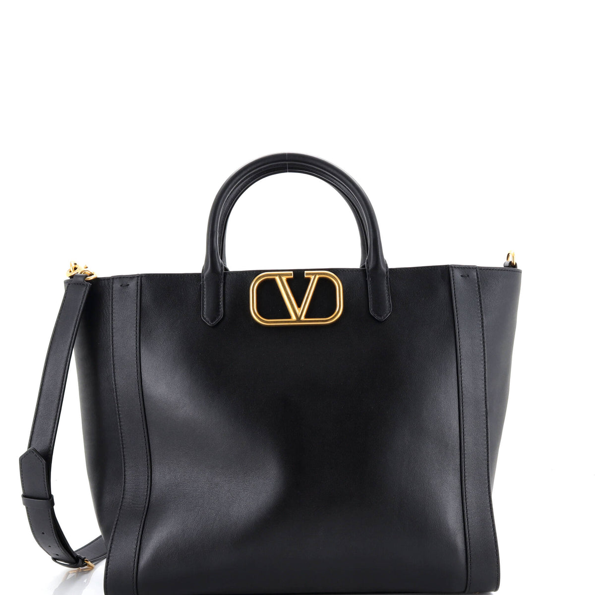 Pre Owned Valentino Garavani VLogo Convertible Shopper Tote Leather Large
