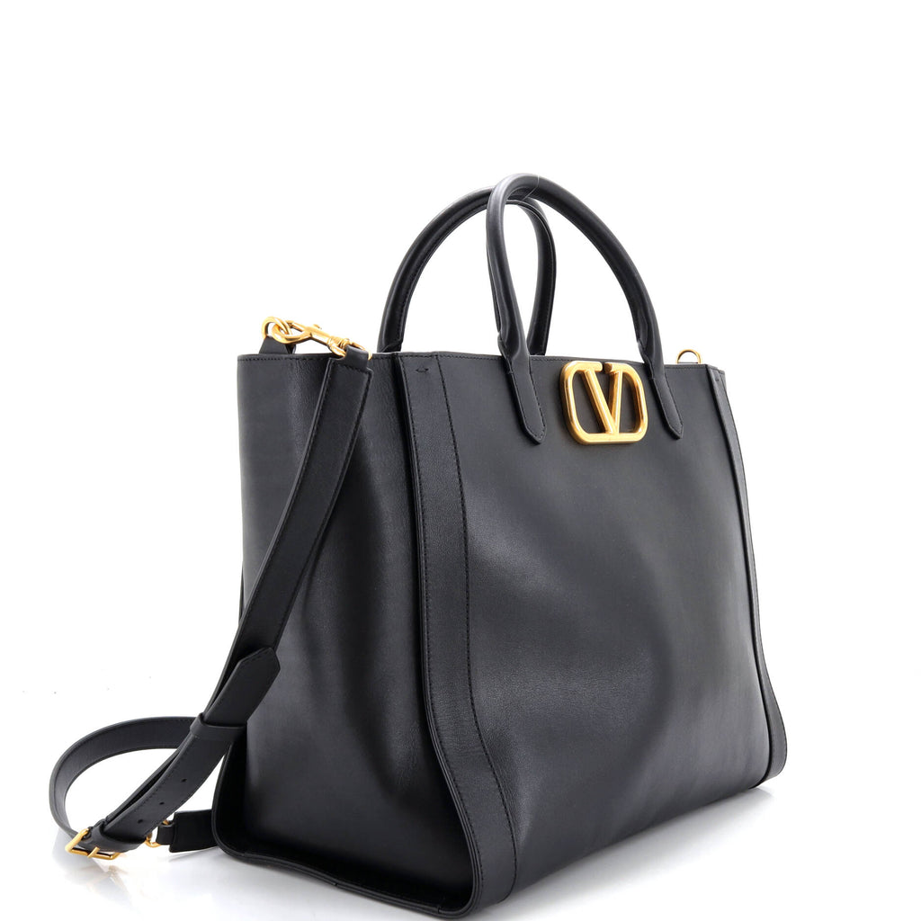 Pre Owned Valentino Garavani VLogo Convertible Shopper Tote Leather Large