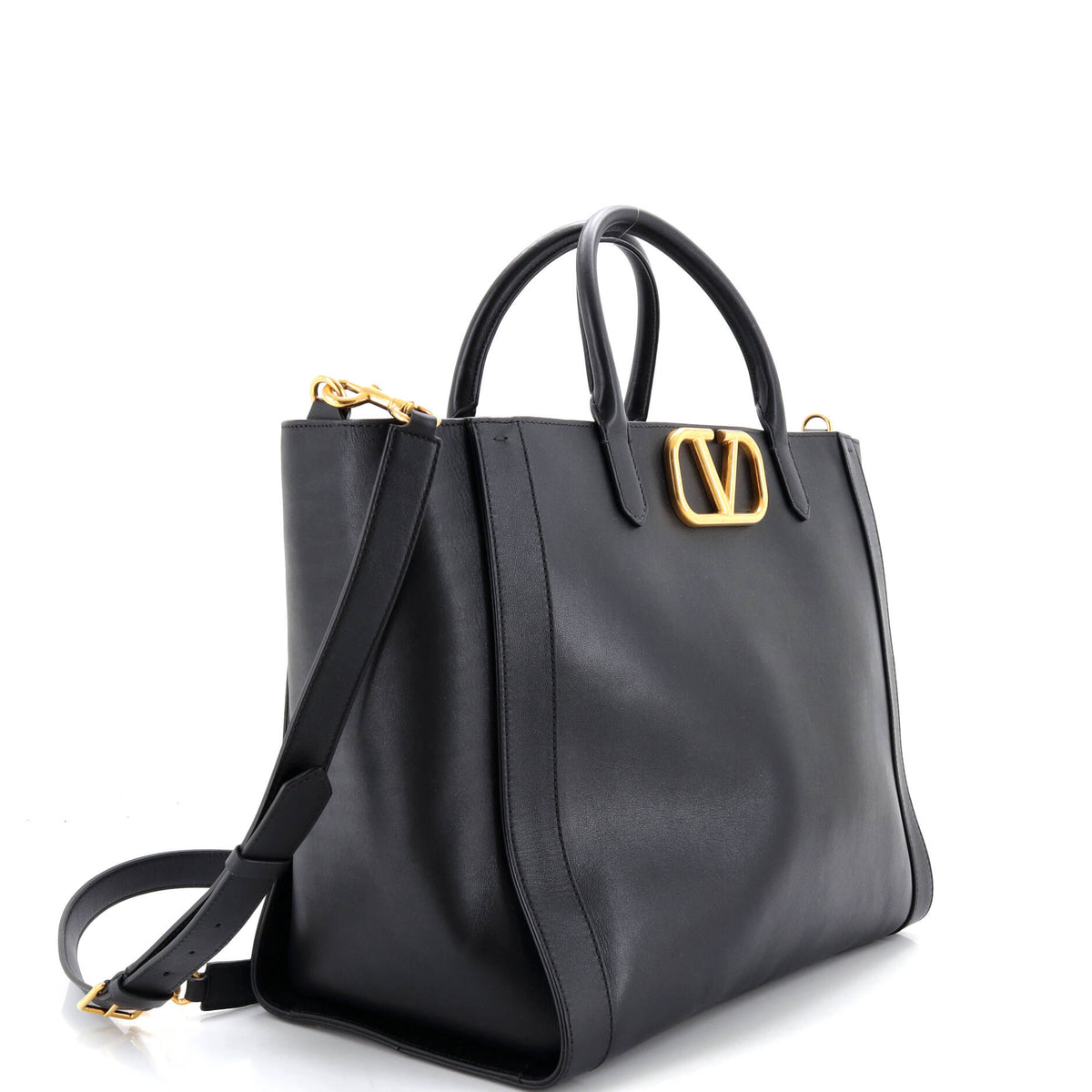 Pre Owned Valentino Garavani VLogo Convertible Shopper Tote Leather Large