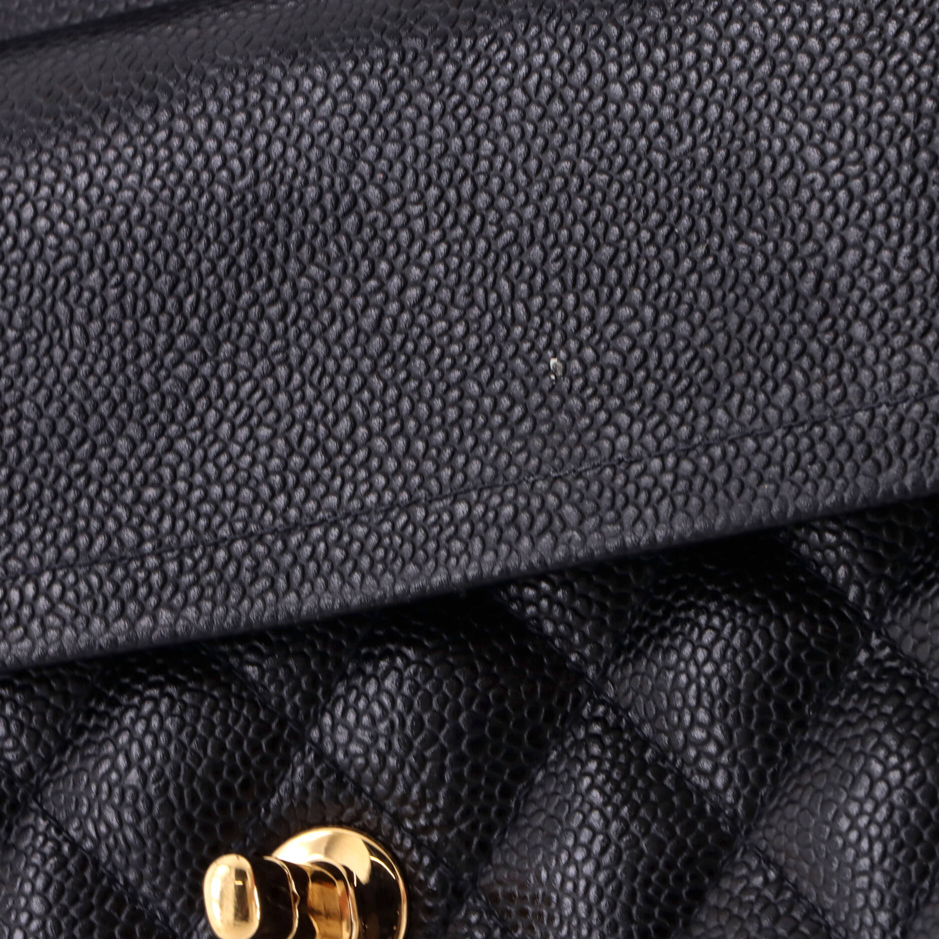 Pre Owned Chanel Vintage Classic Double Flap Bag Quilted Caviar Medium