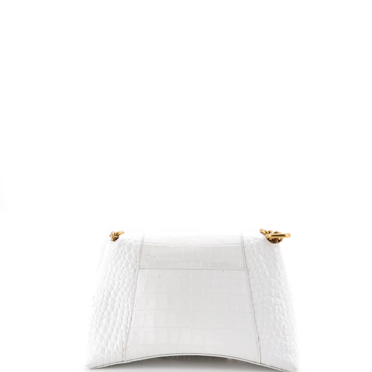 Pre Owned Balenciaga Downtown S Chain-Handle Shoulder Bag Crocodile Embossed Leather Small