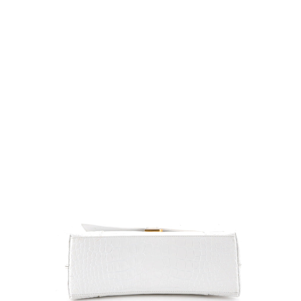 Pre Owned Balenciaga Downtown S Chain-Handle Shoulder Bag Crocodile Embossed Leather Small
