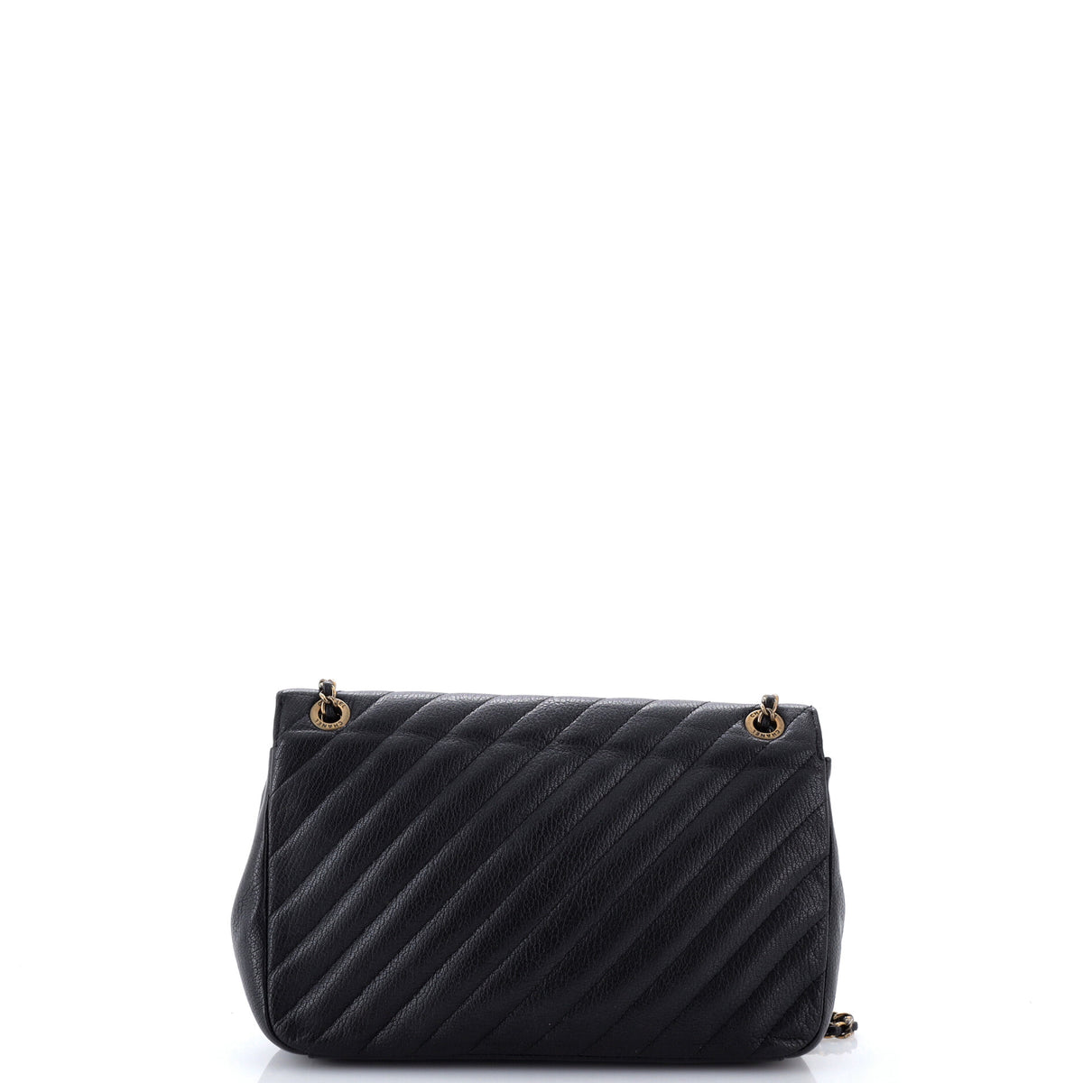 Pre Owned Chanel CC Flap Bag Diagonal Quilted Goatskin Medium