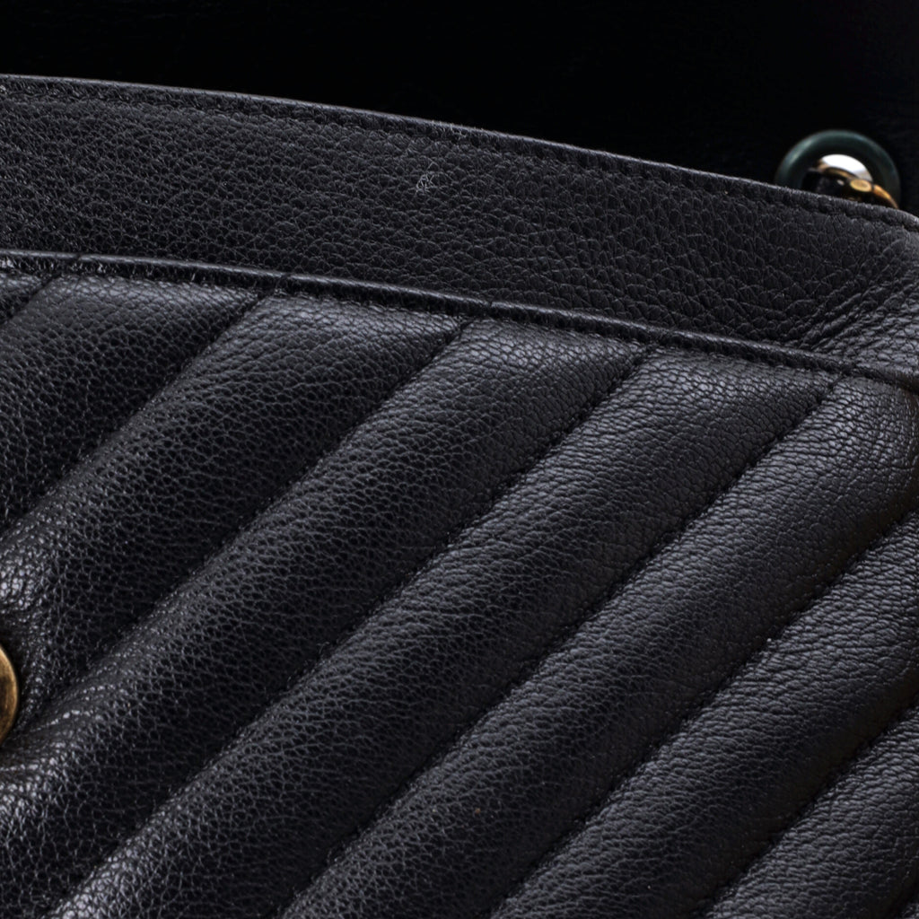 Pre Owned Chanel CC Flap Bag Diagonal Quilted Goatskin Medium