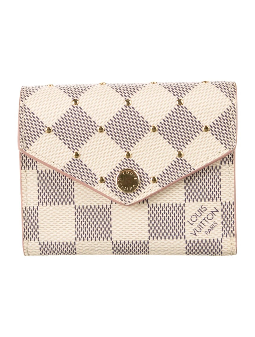 Pre Owned Louis Vuitton  Damier Azur Pattern Coated Canvas Zoé Wallet