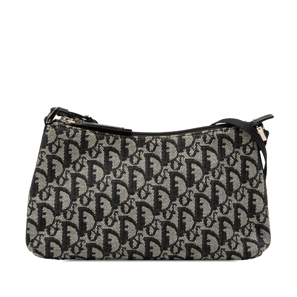 Pre Owned Christian Dior Vintage Trotter Pochette Shoulder Bag Diorissimo Canvas Small