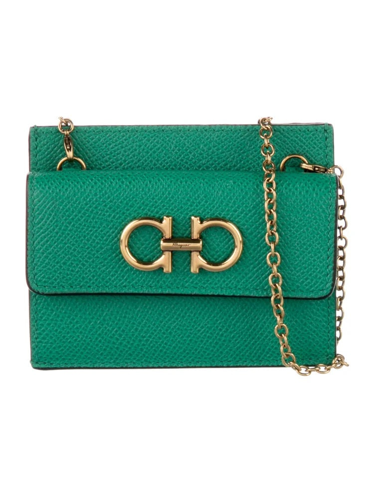Pre Owned Salvatore Ferragamo  Leather Printed Pouch