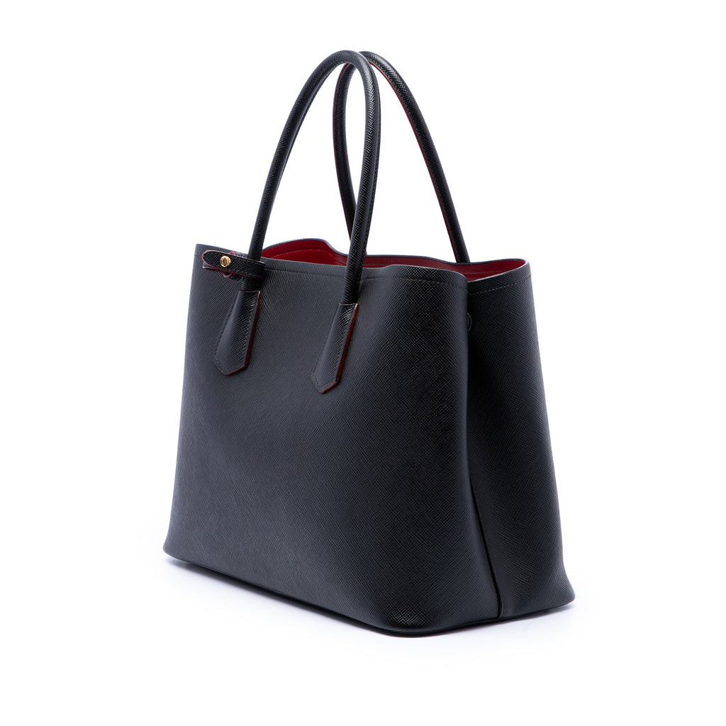 Pre Owned Prada Cuir Double Tote Saffiano Leather Medium