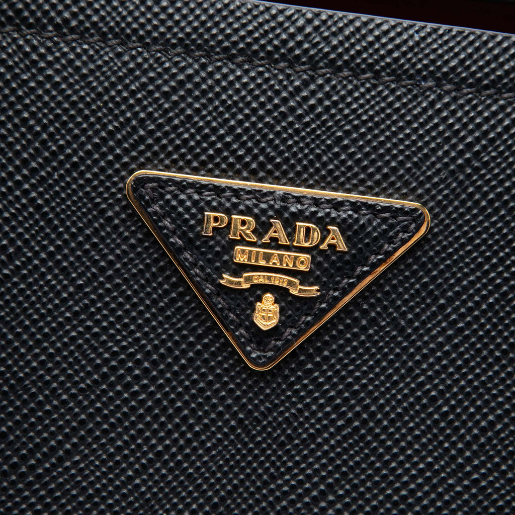 Pre Owned Prada Cuir Double Tote Saffiano Leather Medium