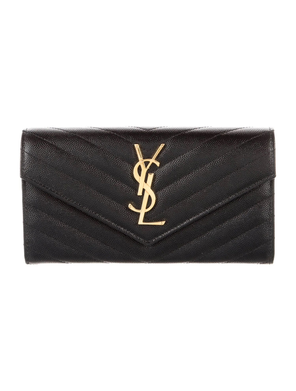 Pre Owned Saint Laurent  2021 Matelasse Grain De Poudre Cassandre Large Flap Wallet Wallet