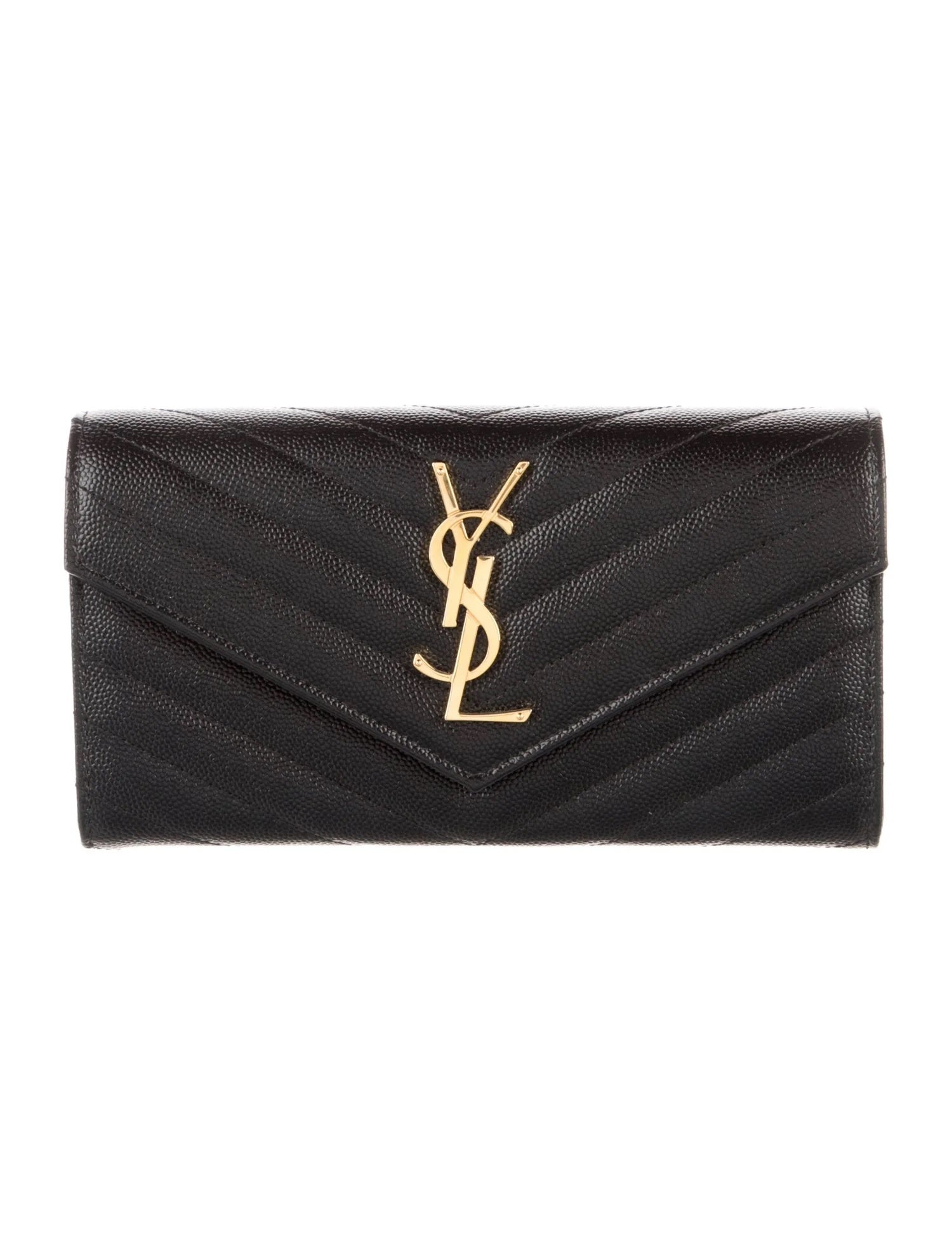 Pre Owned Saint Laurent  2021 Matelasse Grain De Poudre Cassandre Large Flap Wallet Wallet