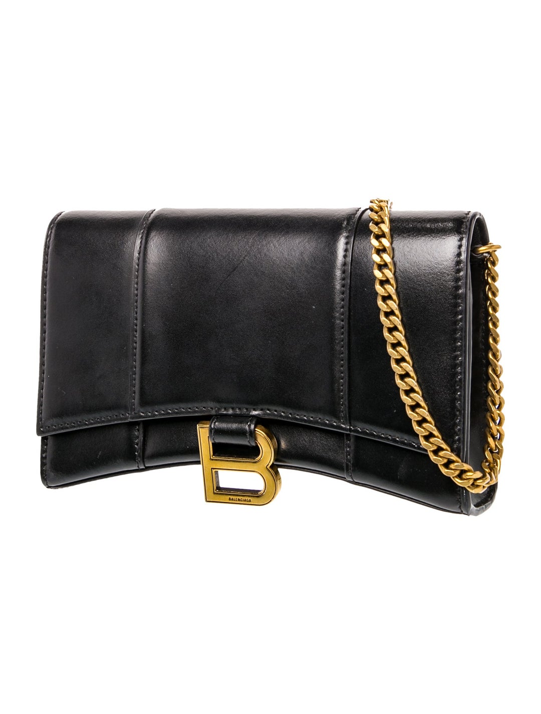 Pre Owned Balenciaga Leather Hourglass Wallet on chain
