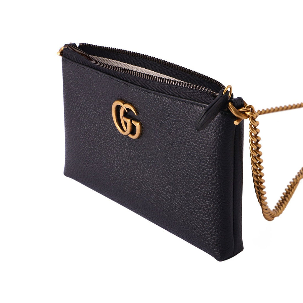 New Gucci Black GG Zip Crossbody Bag