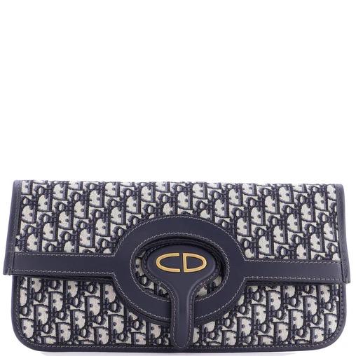 Pre Owned Christian Dior Fold Cluctch Oblique Canvas
