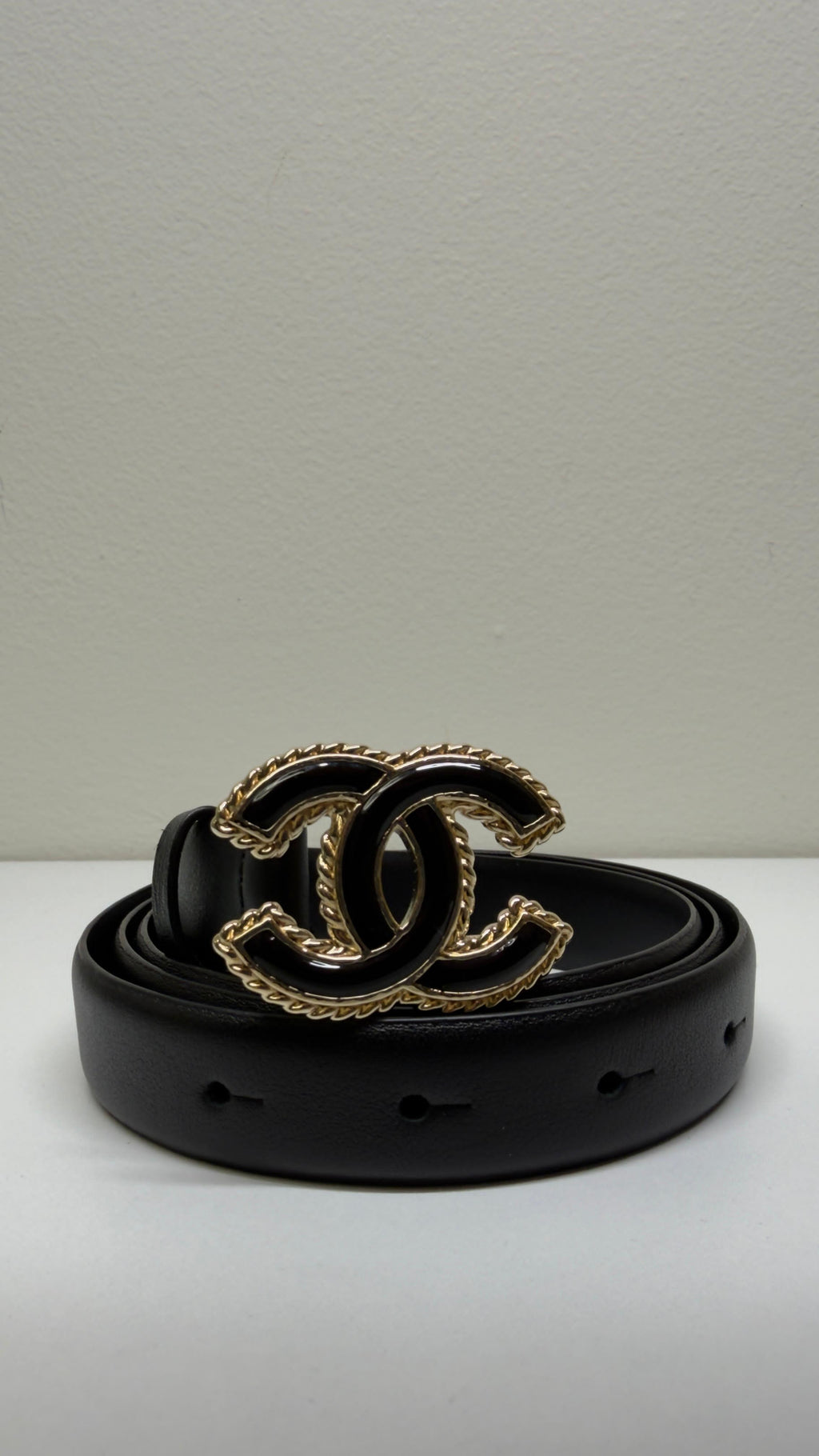 New Chanel Black CC Gold Chain Belt
