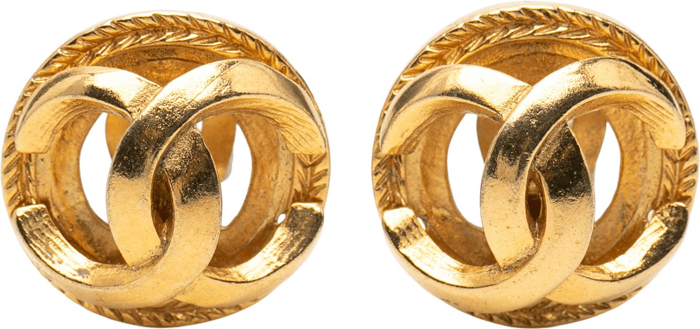 Pre Owned Chanel CC Logo Earrings Metal Gold-Tone Metal