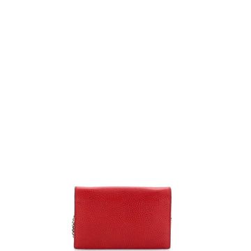 Pre Owned Gucci Red Leather Wallet on chain