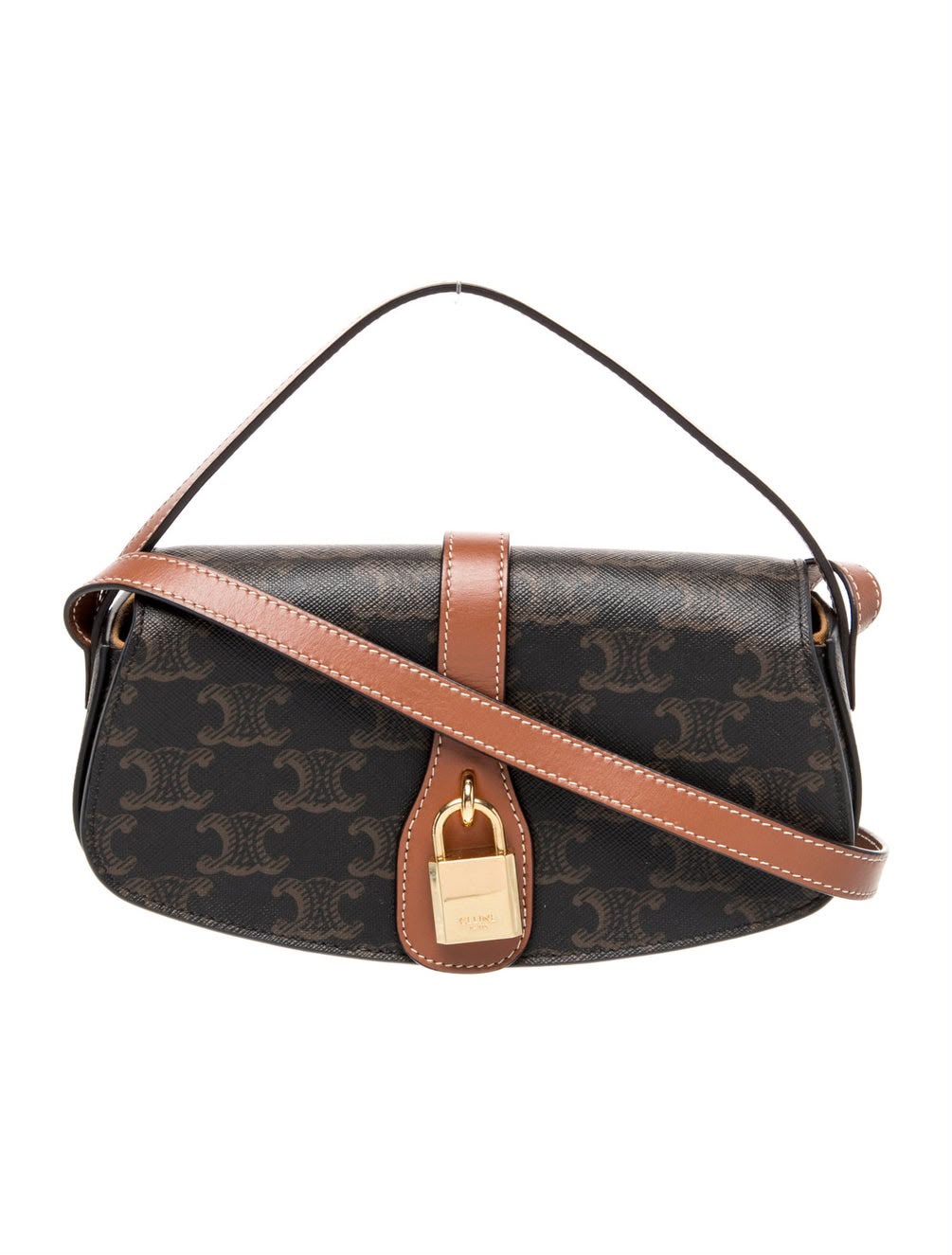 Pre Owned Celine Tabou Clutch with Strap Triomphe Coated Canvas