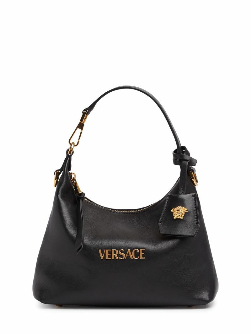 Pre Owned Versace Lambskin Hobo Bag With Gold-tone hadware