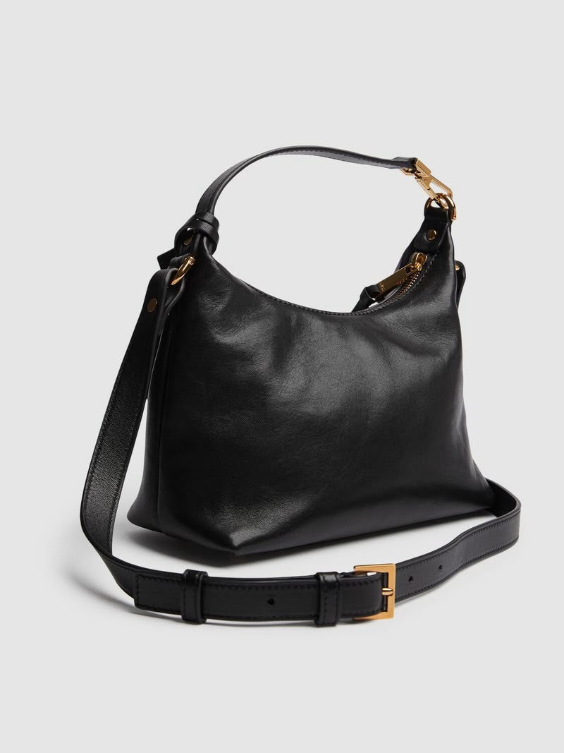 Pre Owned Versace Lambskin Hobo Bag With Gold-tone hadware