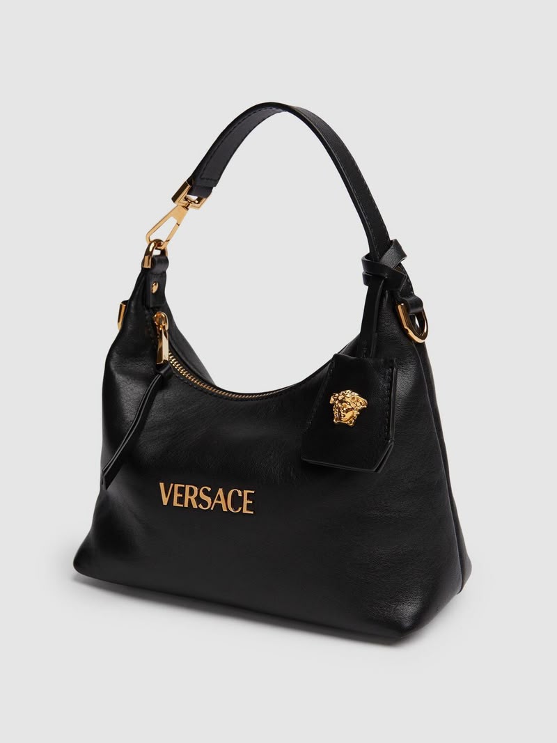 Pre Owned Versace Lambskin Hobo Bag With Gold-tone hadware