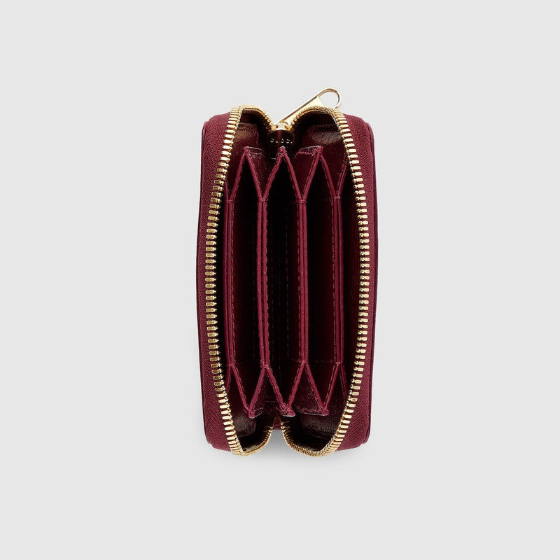 New Gucci Mini Zip Wallet With Script Leather