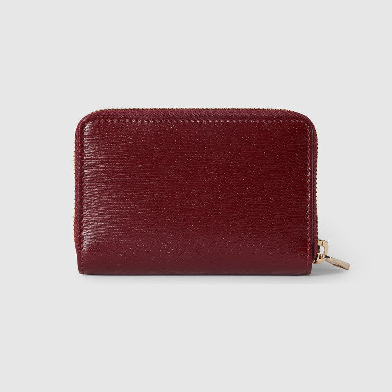 New Gucci Mini Zip Wallet With Script Leather