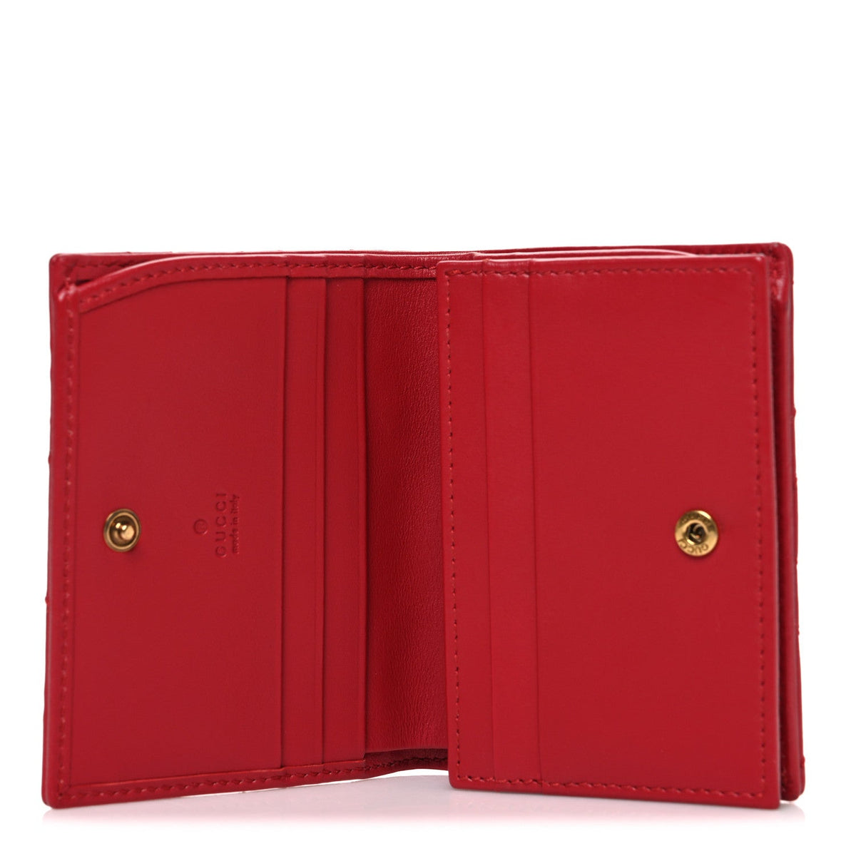 Pre Owned Calfskin Matelasse GG  Marmont Card case wallet Hibiscus Red