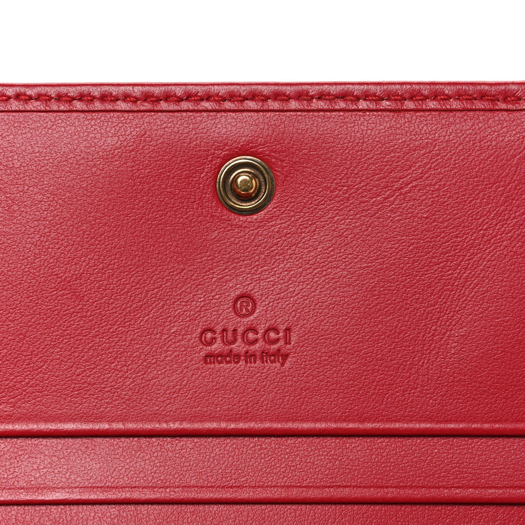 Pre Owned Calfskin Matelasse GG  Marmont Card case wallet Hibiscus Red