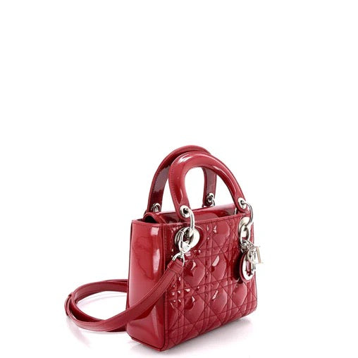 PRE OWNED Christian Dior Lady Dior Bag Cannage Quilt Patent Mini