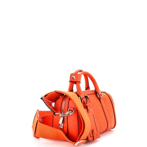 PRE OWNED Gucci Duffle Bag Jumbo GG Embossed Leather Mini