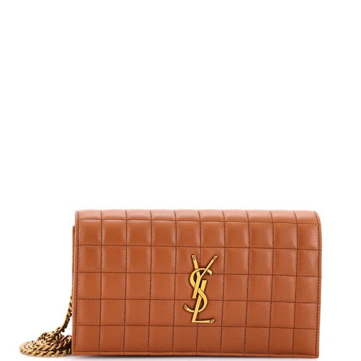 PRE OWNED Saint Laurent Cassandre Wallet on Chain Quilted Leather Medium