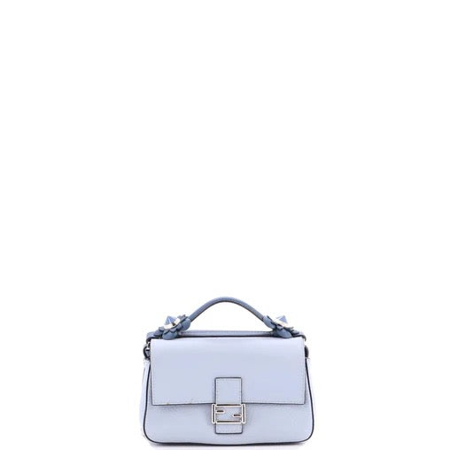 PRE OWNED Fendi Flowerland Double Baguette Crossbody Bag Embellished Leather Micro