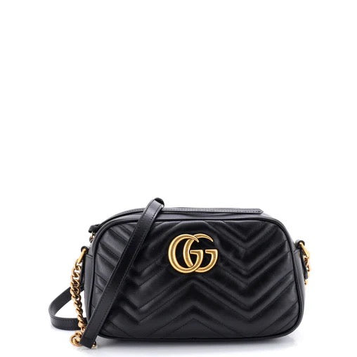 PRE OWNED Gucci GG Marmont Shoulder Bag Matelasse Leather Small