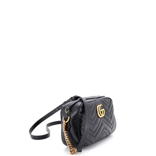 PRE OWNED Gucci GG Marmont Shoulder Bag Matelasse Leather Small