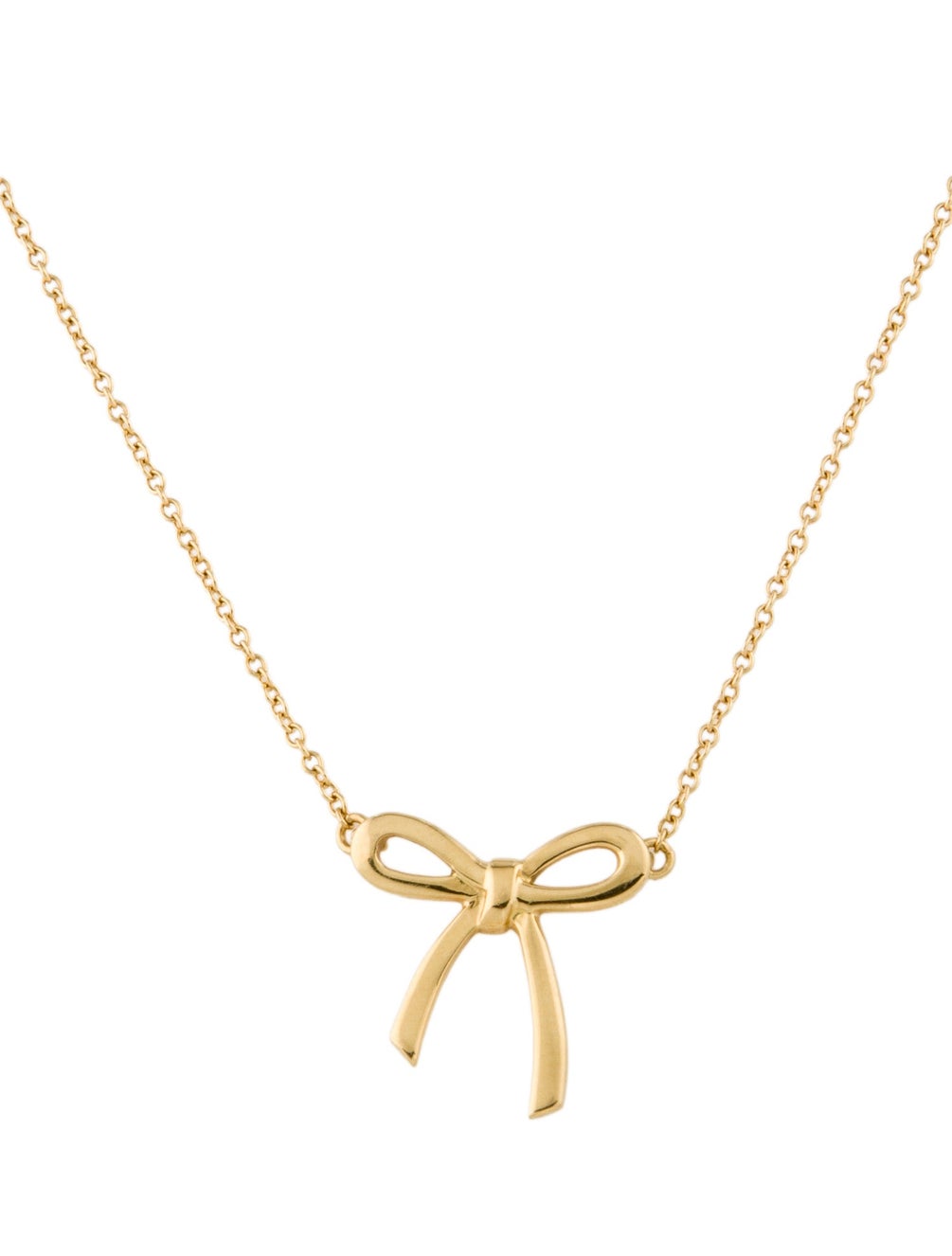 Pre Owned Tiffany & Co. Bow Ribbon Pendant Necklace 18K Yellow Gold