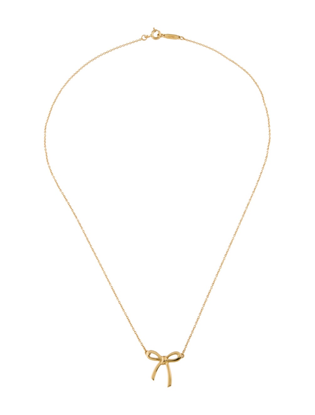 Pre Owned Tiffany & Co. Bow Ribbon Pendant Necklace 18K Yellow Gold