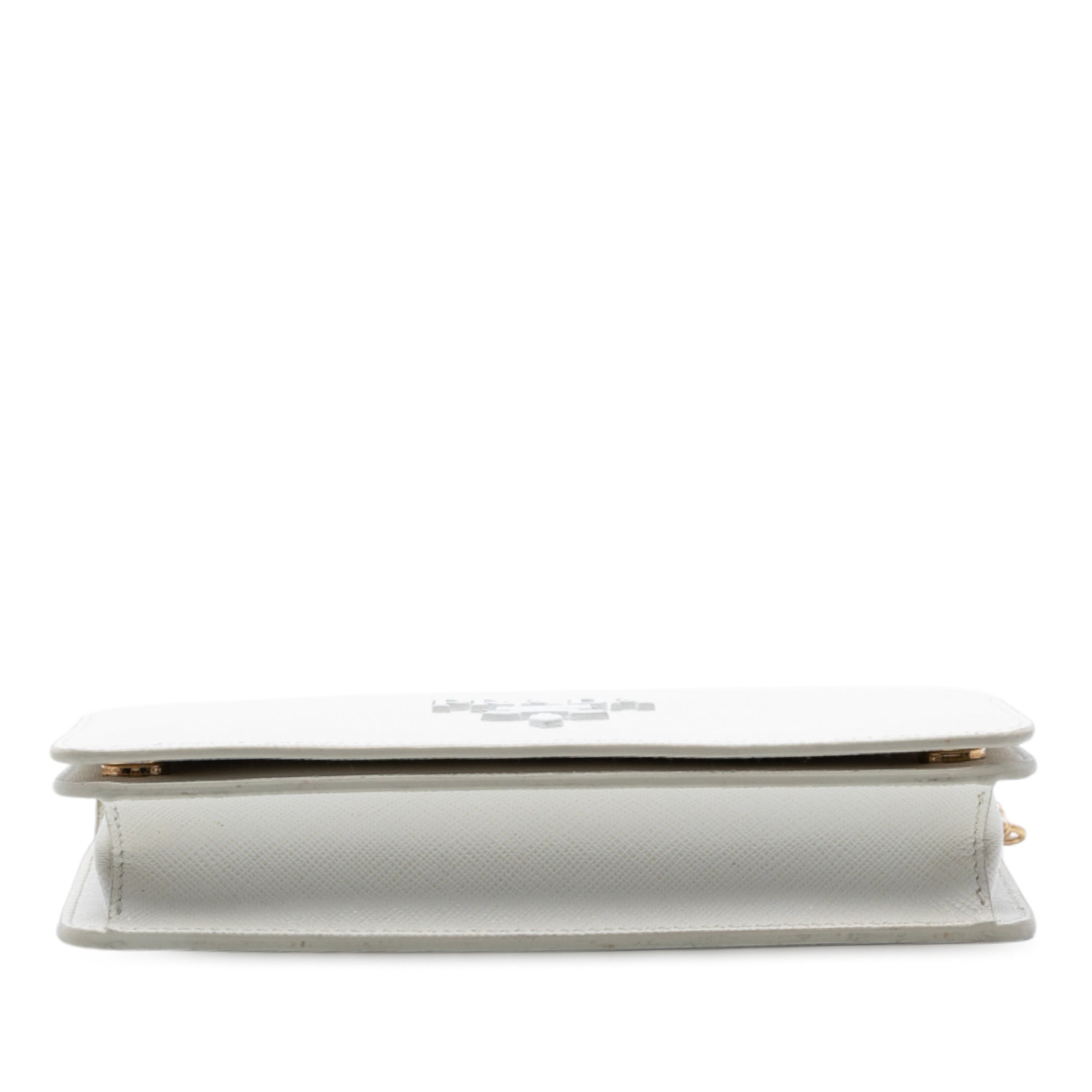 Pre Owned Prada Chain Wallet Crossbody Saffiano Leather