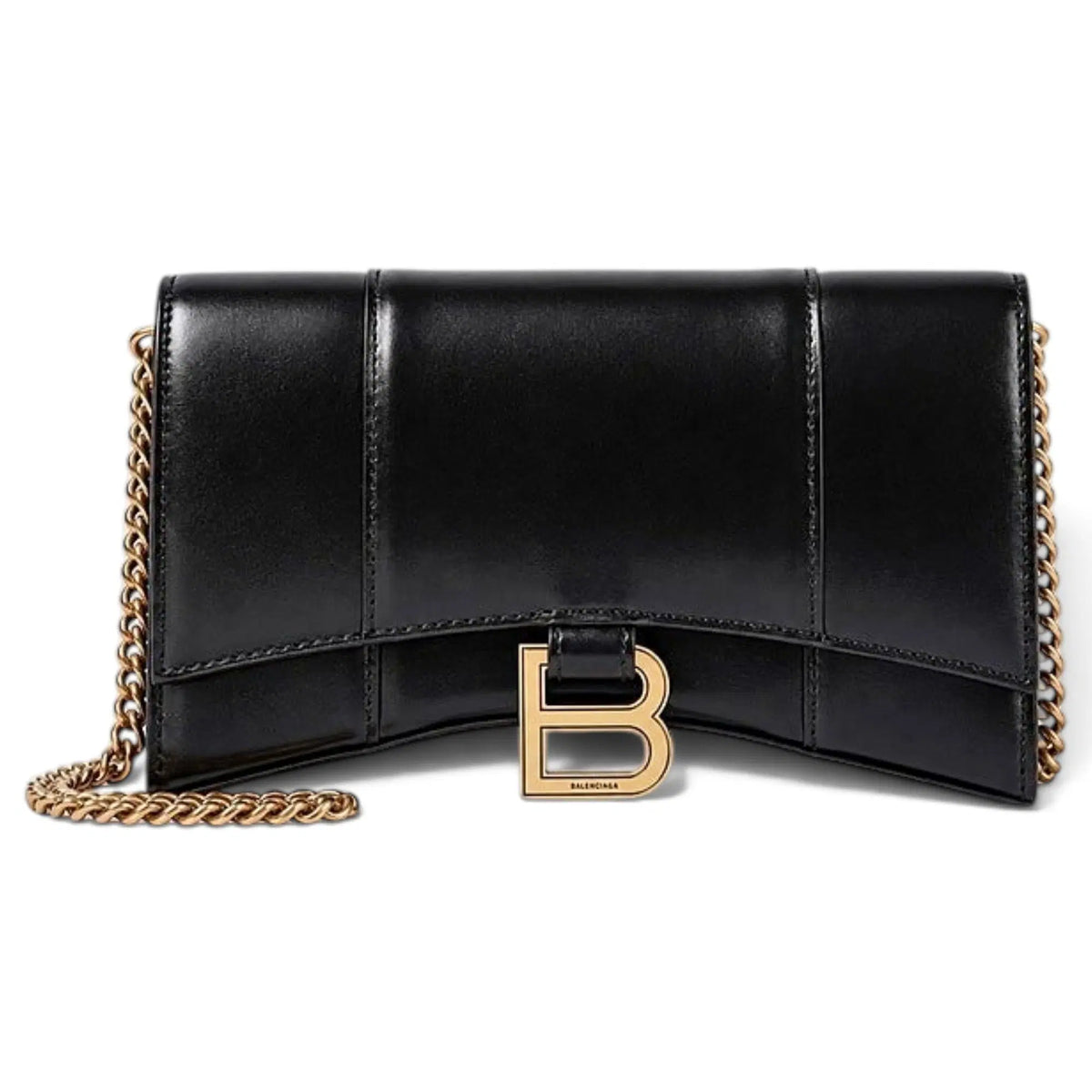 Pre Owned Balenciaga Leather Hourglass Wallet on chain