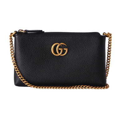 New Gucci Black GG Zip Crossbody Bag