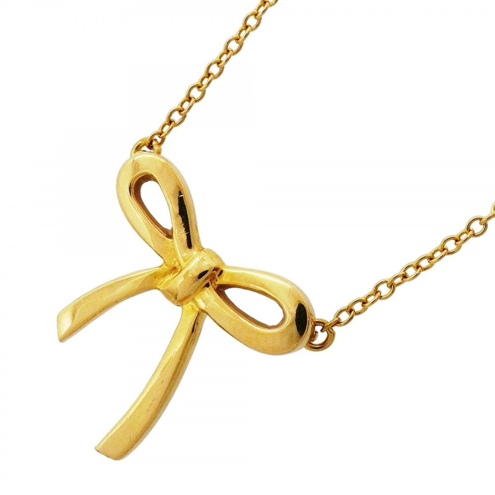 Pre Owned Tiffany & Co. Bow Ribbon Pendant Necklace 18K Yellow Gold