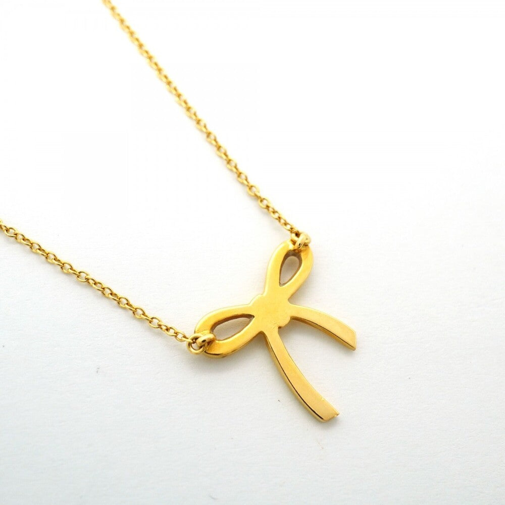Pre Owned Tiffany & Co. Bow Ribbon Pendant Necklace 18K Yellow Gold