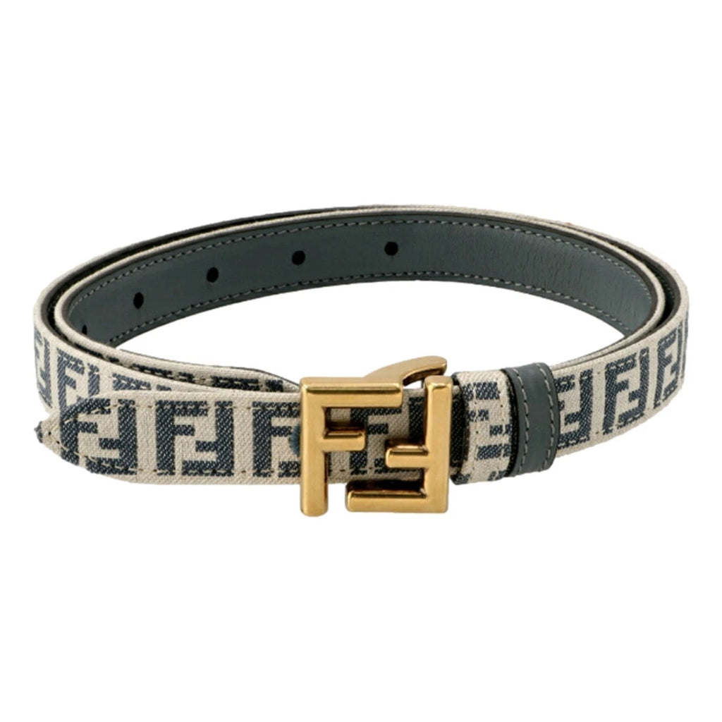 New Fendi FF Buckle Reversible Slim Gray Belt