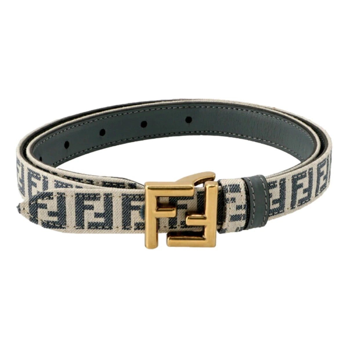 New Fendi FF Buckle Reversible Slim Gray Belt
